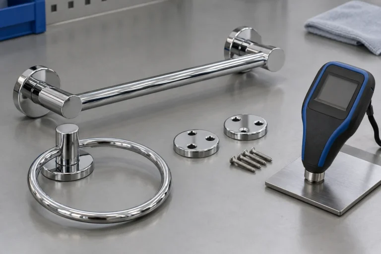 Nickel Chrome Plating Layer Thickness Specification for OEM Buyers buyer specification sample on an inspection table.