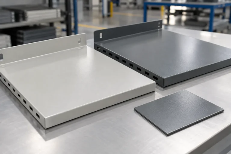 Powder Coating Recoat Rework Approval for OEM Buyers buyer specification sample on an inspection table.