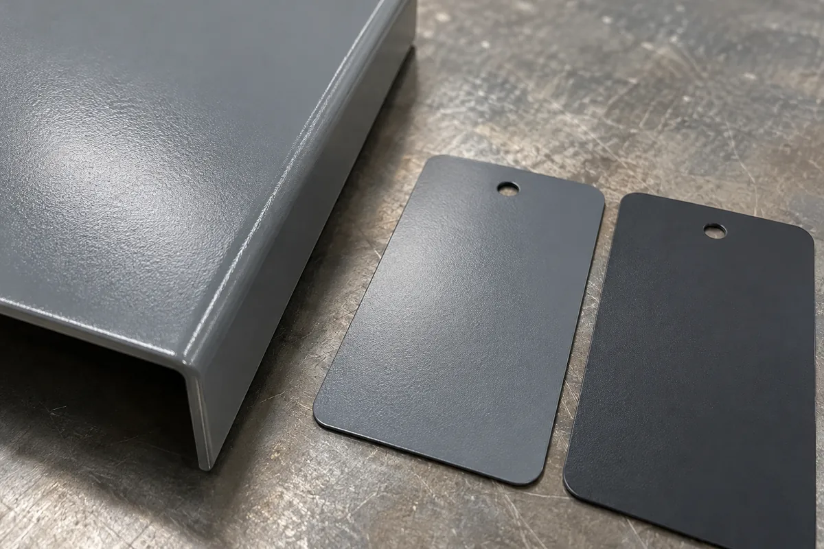 Close-up illustrating a sample review point for powder coating recoat rework approval for oem buyers.