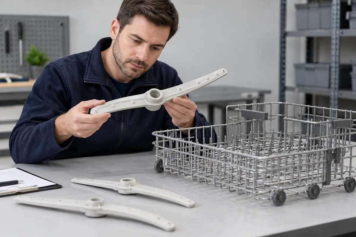 Low Temperature Plastic Freezer Basket Components for OEM Buyers: importer and supplier reviewing polymer runner fit after cold conditioning with sample records.