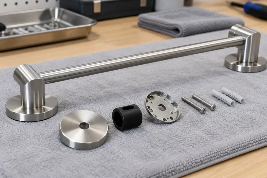 Rubber Compression Set Mounting Pads for OEM Buyers: product and material identification on an OEM sample table.