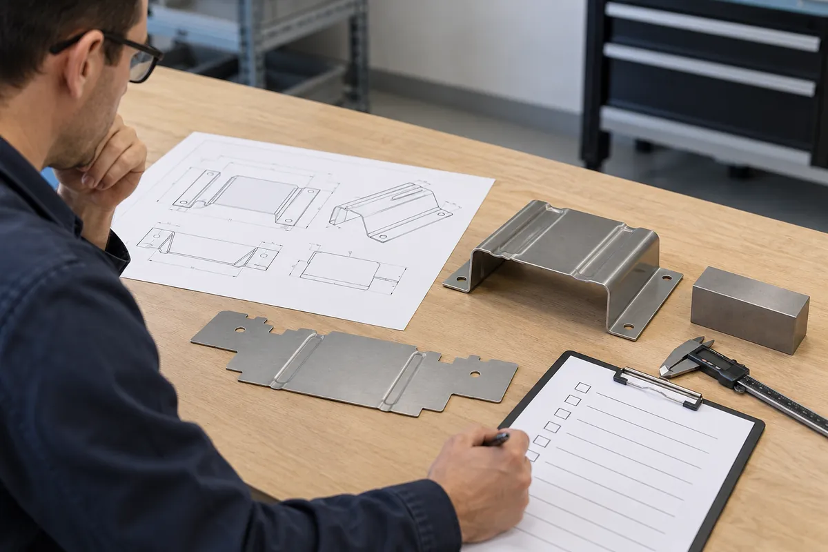 Embossed Ribs Sheet Metal Shelf Design for OEM Buyers: importer and supplier reviewing formed rib shelf geometry and clearance with sample records.