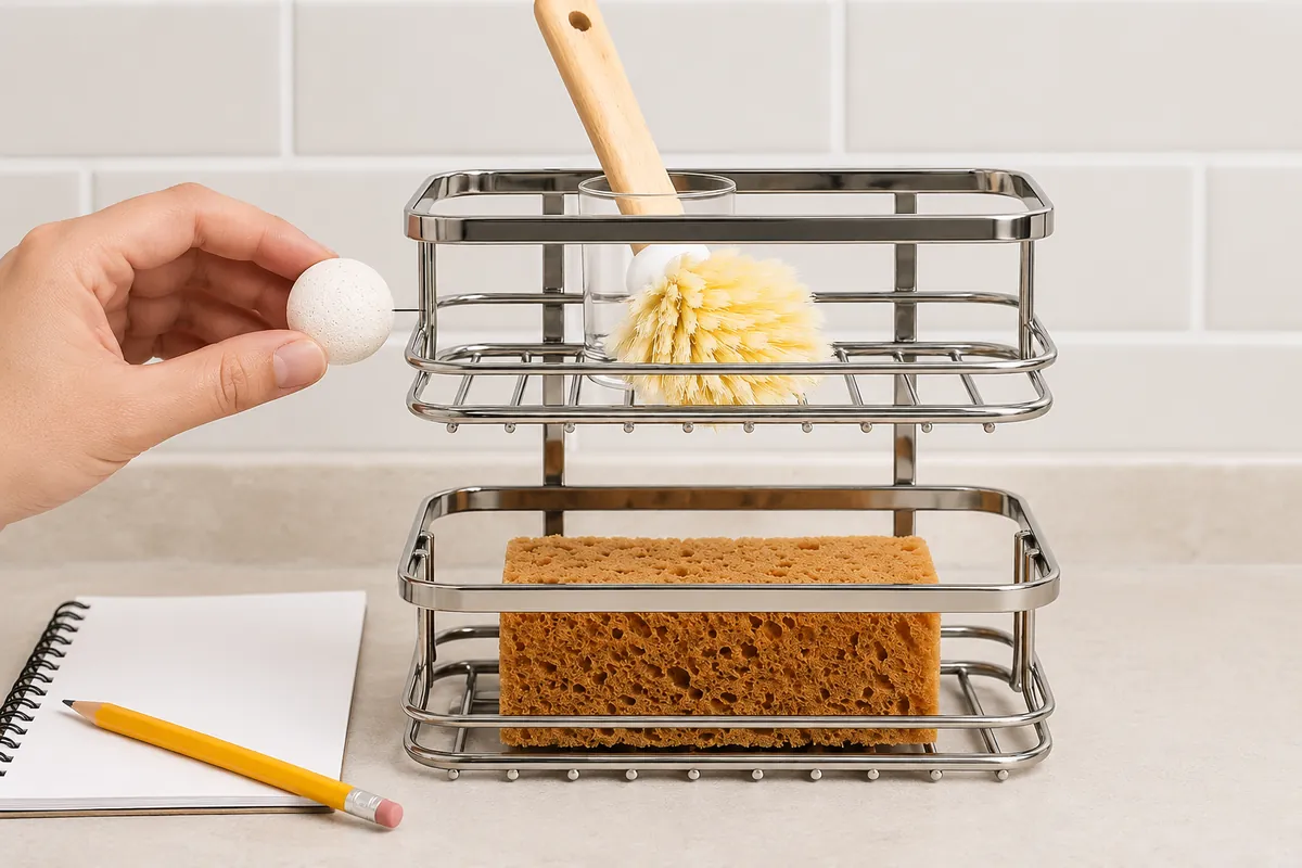 Buyer checks small-object envelope against finished basket openings