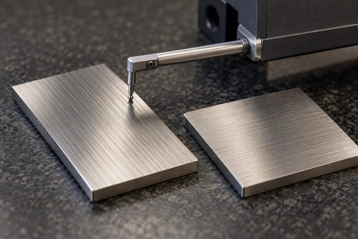 Stylus direction and finish zone reviewed on stainless samples