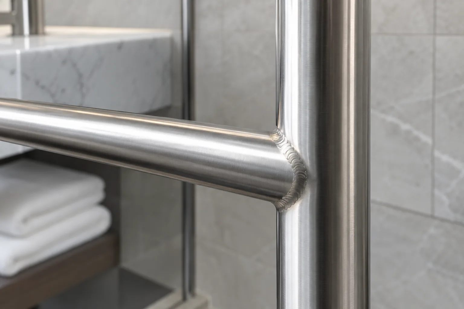 B2B product guide showing stainless frame TIG weld surface inspection sample.