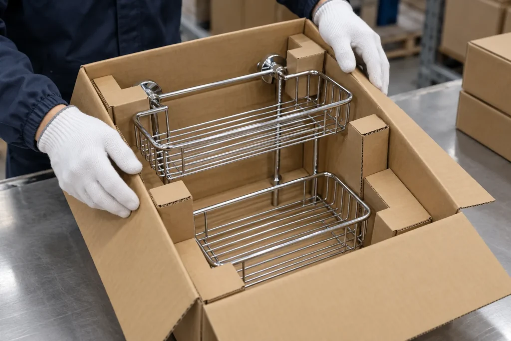 Metal storage hardware prepared for a controlled distribution screening test.