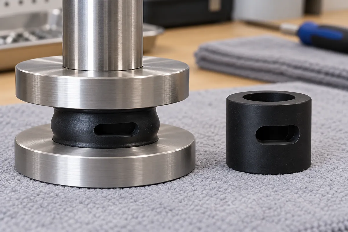 Rubber pad compressed between two metal contact plates