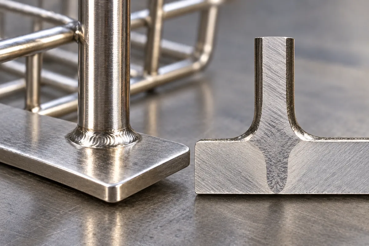 Laser-welded wire-to-sheet seam with cross-section coupon