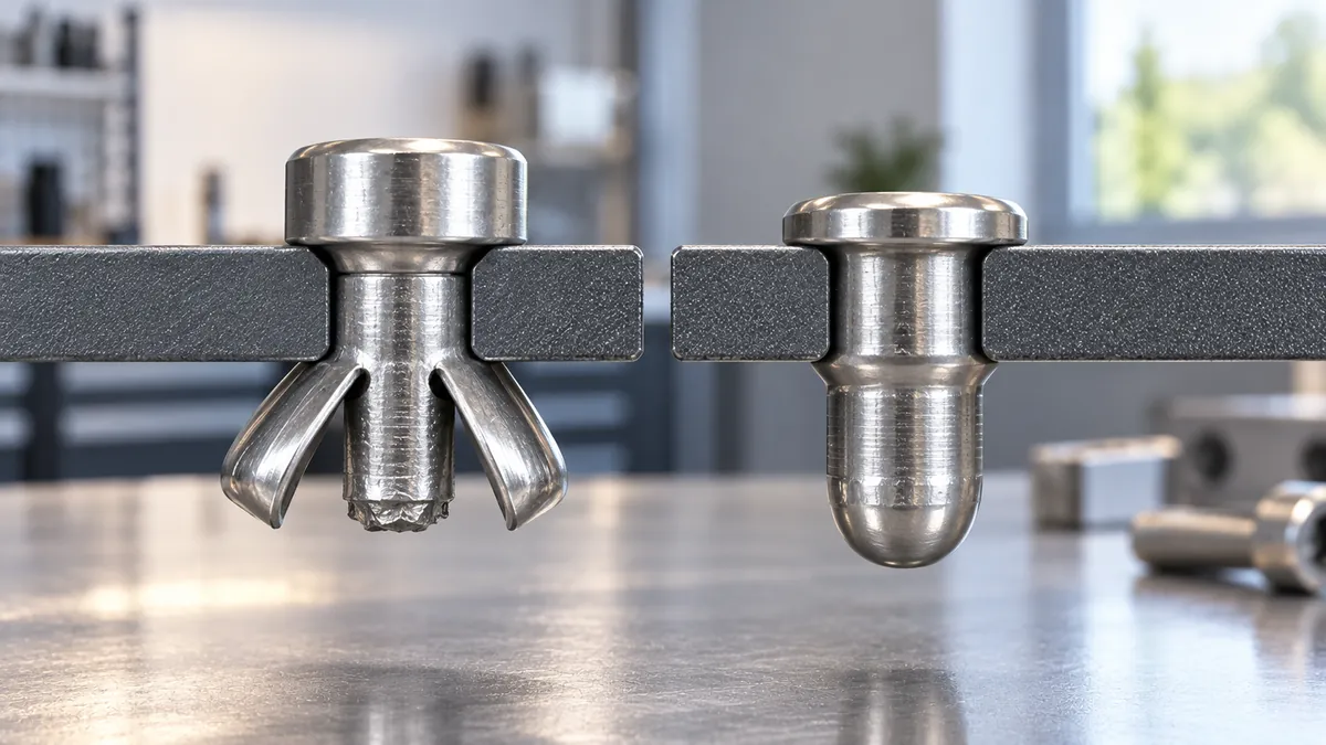 Buyer reviews riveted bathroom hardware coupons beside a simple droplet at the closed-end tail, no text, numbers or icons.
