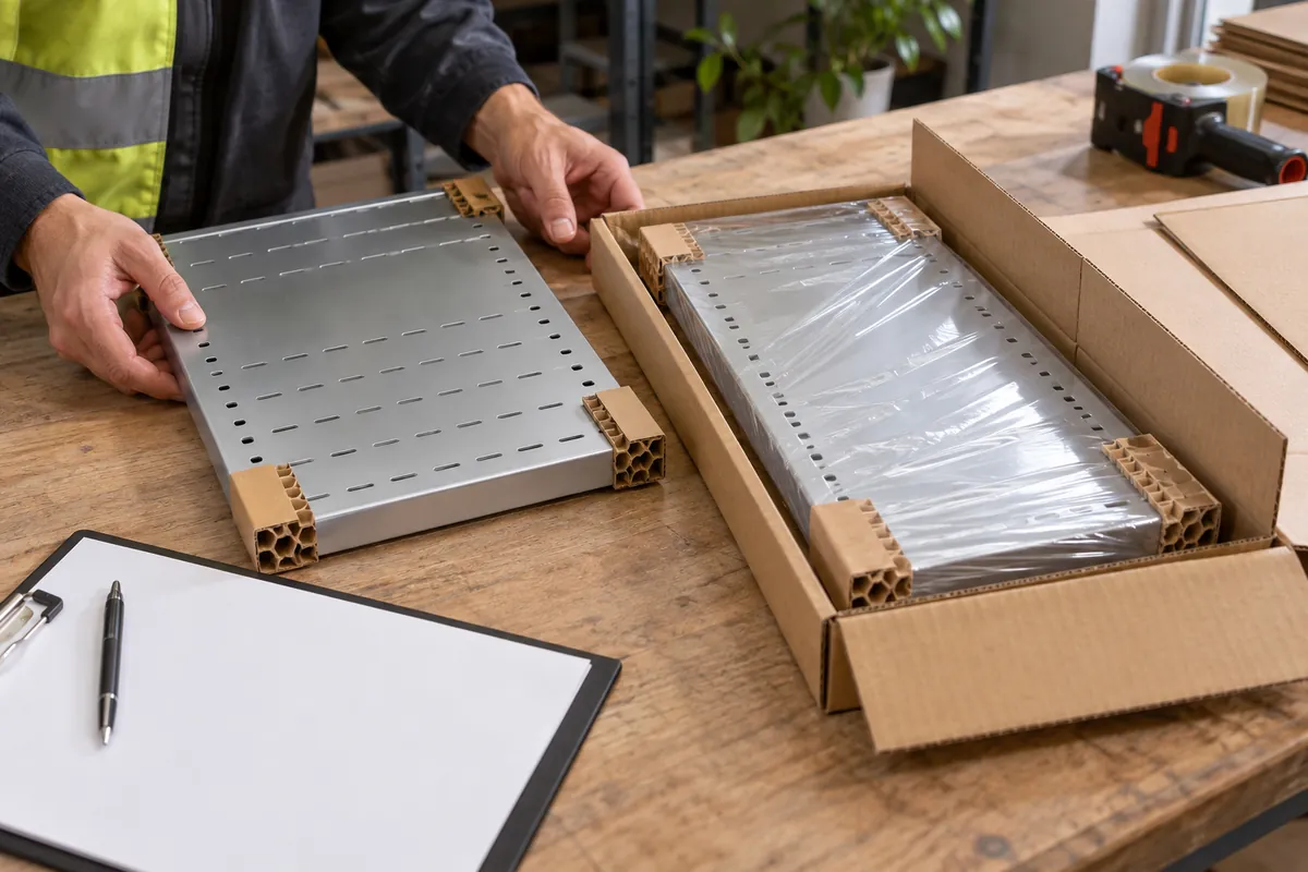 Buyer sample review for paper honeycomb edge protectors compression packaging