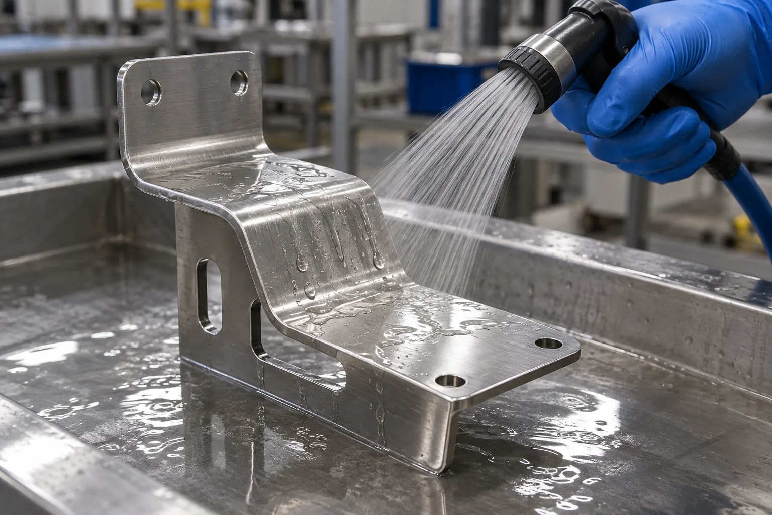 Metal hardware sourcing scene for water break test metal surface cleaning coating limitations