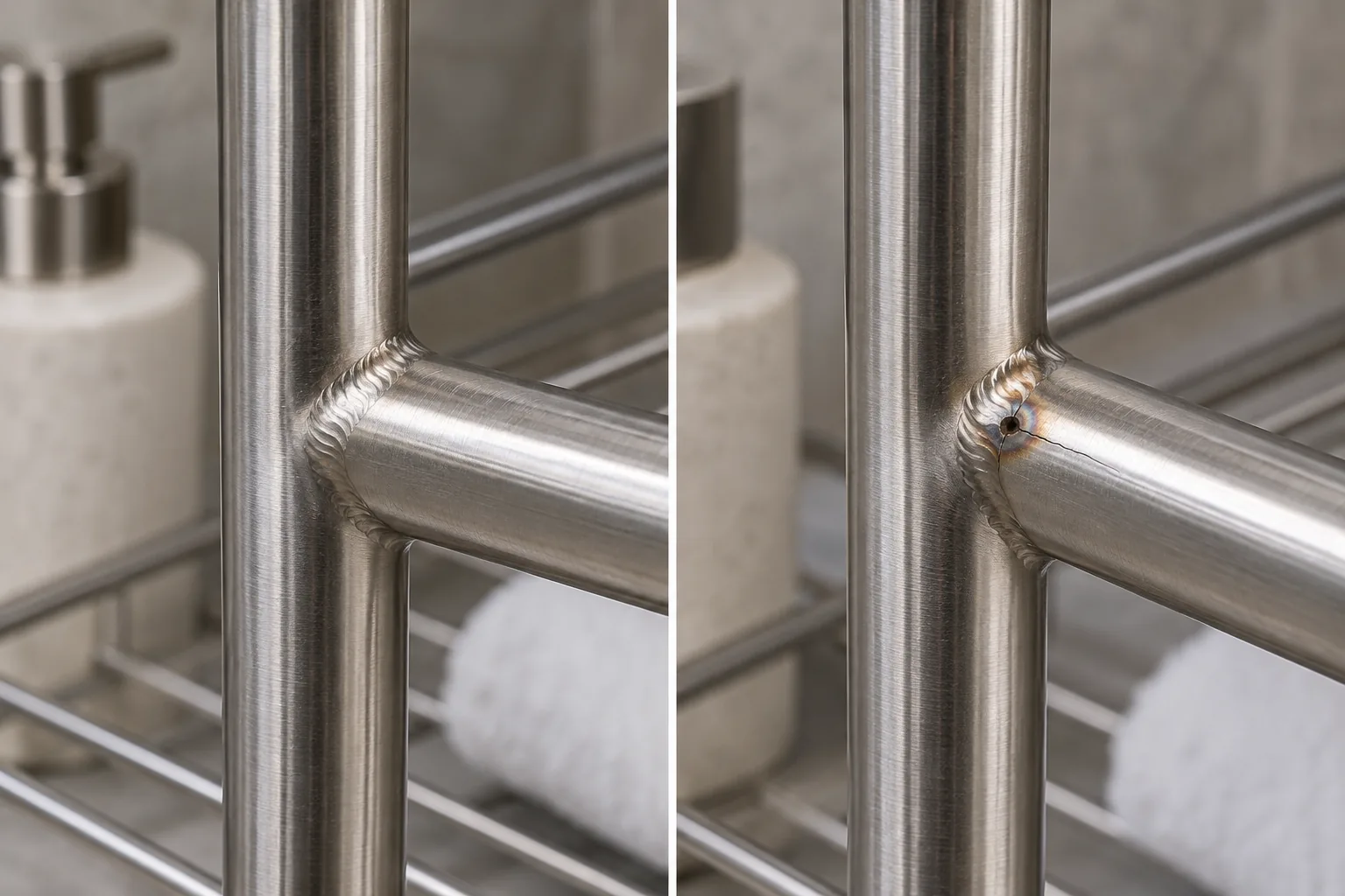Metal hardware sourcing scene for TIG weld crater cracking thin stainless termination