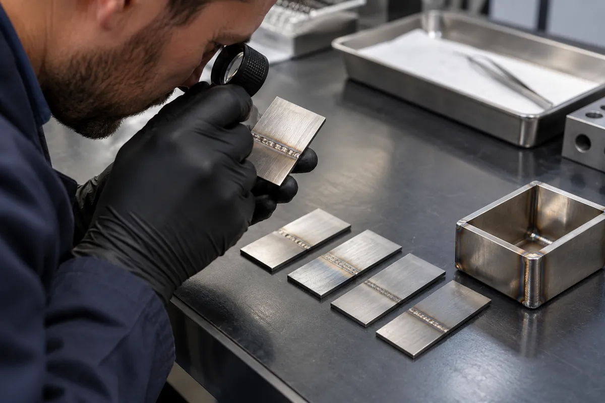 Buyer sample review for laser welding shielding gas porosity oxidation