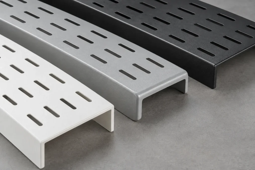 Relevant hardware sourcing scene for Sharp-Corner Powder Coverage in Shelf Specifications