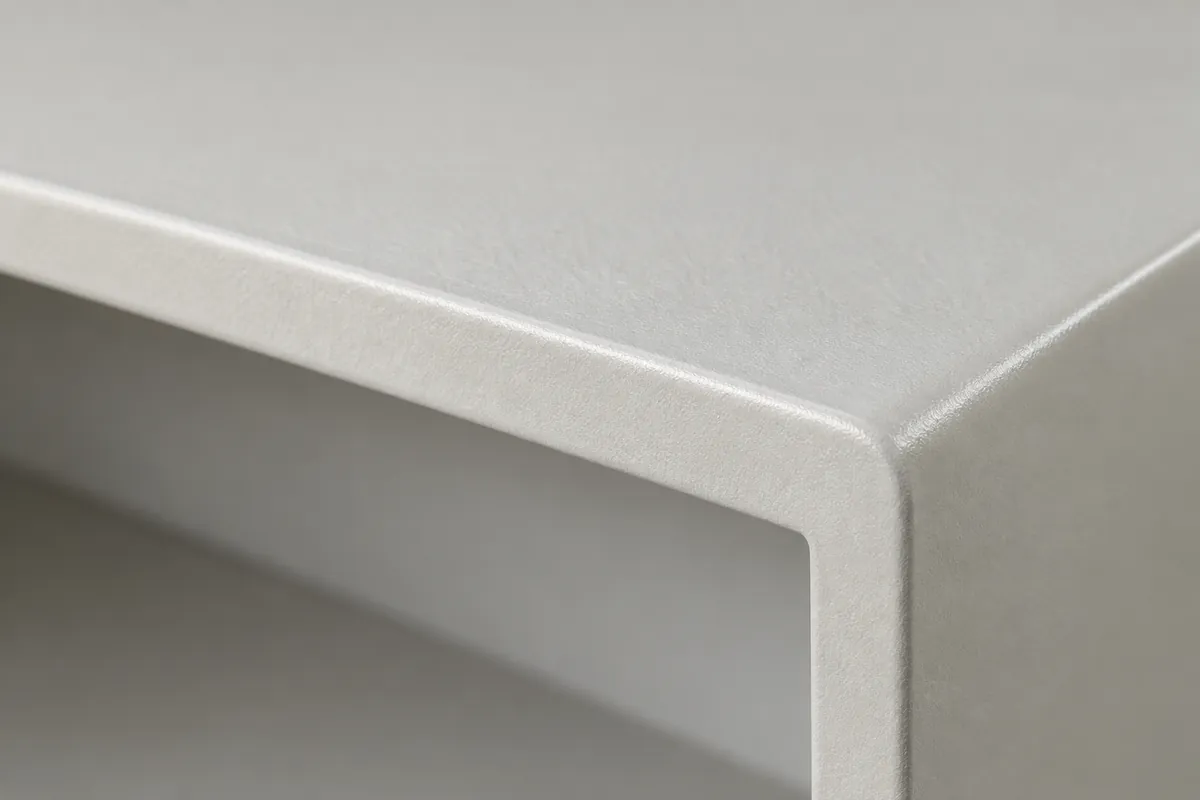 Manufacturing detail for Sharp-Corner Powder Coverage in Shelf Specifications