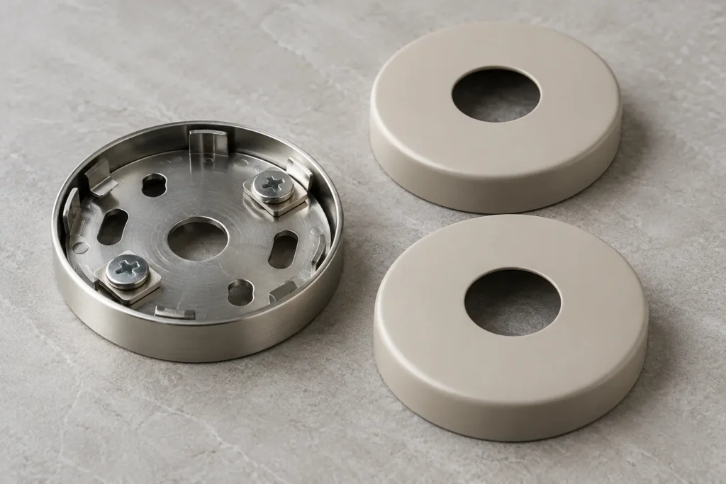 Relevant hardware sourcing scene for ABS vs PC-ABS for Purchased Mounting Covers