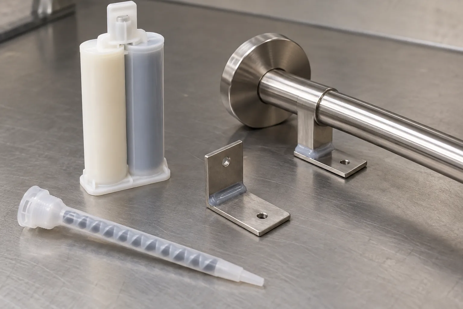 Two-Part Epoxy Mix-Ratio Evidence for OEM Hardware: relevant hardware sample and component interface on a sourcing review bench.