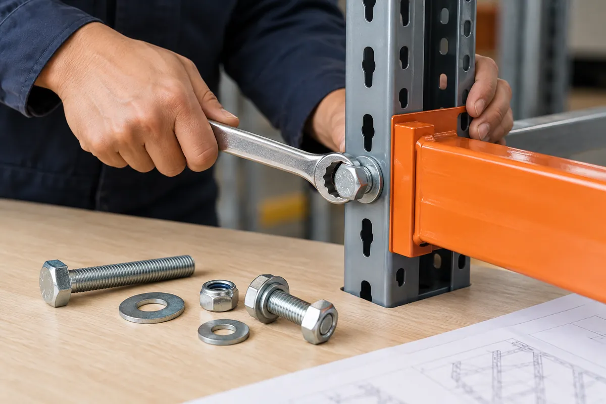 Buyer compares physical samples for Bolt Torque-Tension and Lubrication in Storage-Rack Assembly.