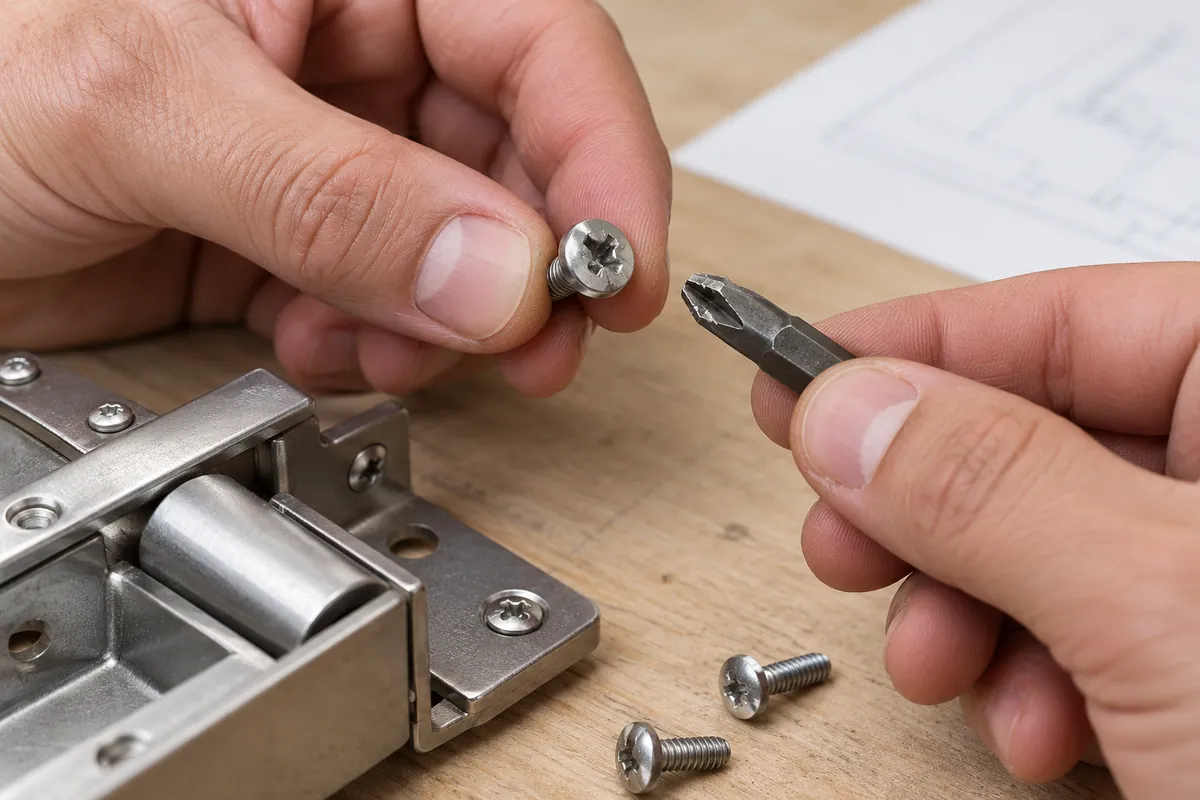 Buyer compares physical samples for Screw-Drive Cam-Out and Assembly Damage in OEM Hardware.