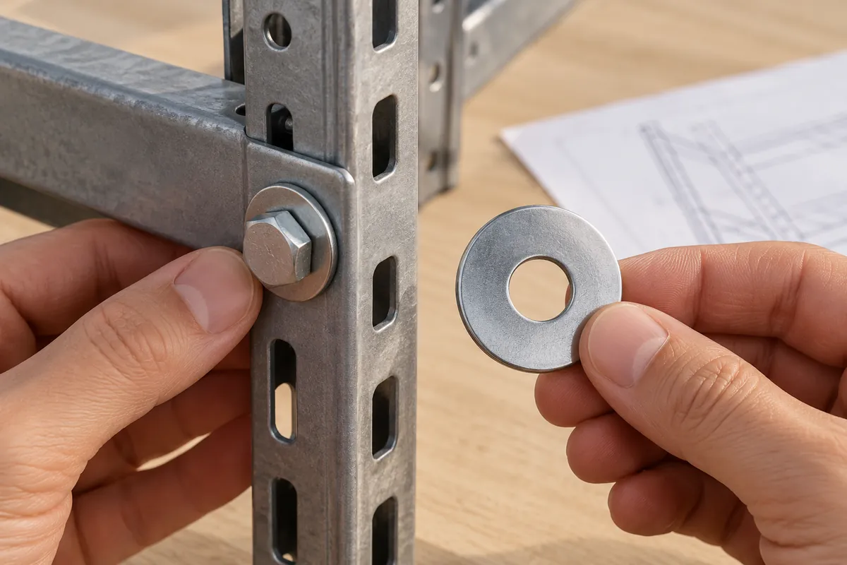 Buyer compares physical samples for Washer Hardness and Bearing Support in Rack Joints.