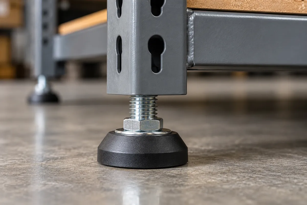Close view of the component interface relevant to Leveling-Foot Exposed Thread and Installed Load Limits.