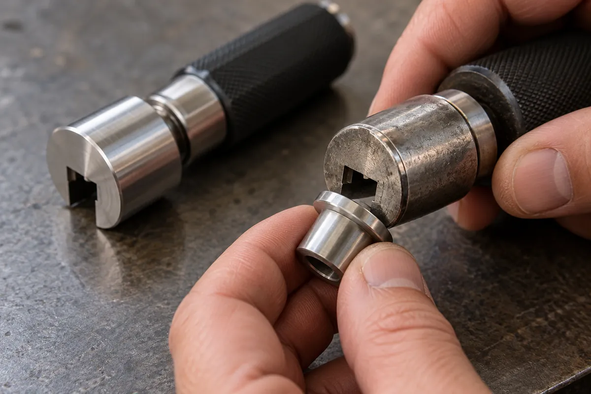 Close view of the component interface relevant to Gauge Wear and Recalibration in Repeat Hardware Inspection.