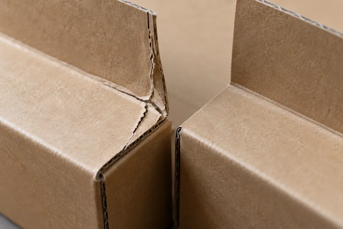 Close view of the component interface relevant to Retail Carton Crease Cracking in Hardware Packaging.