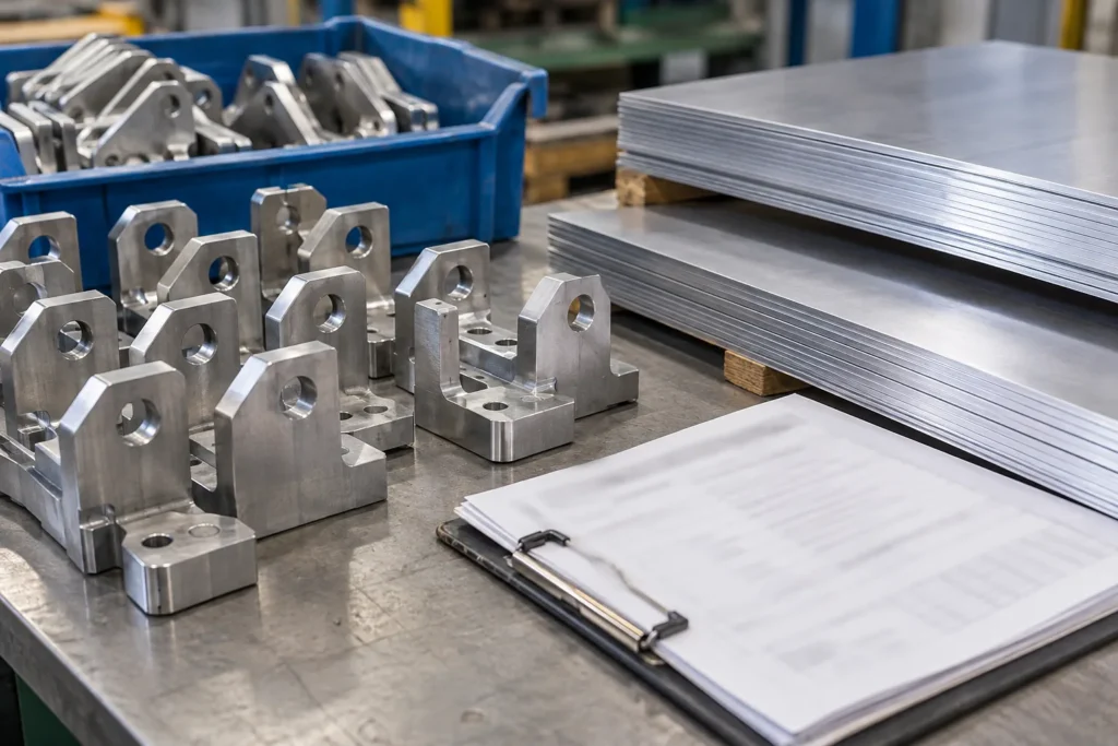 OEM Order Cancellation: WIP and Material Liability Questions: relevant hardware sample and component interface on a sourcing review bench.