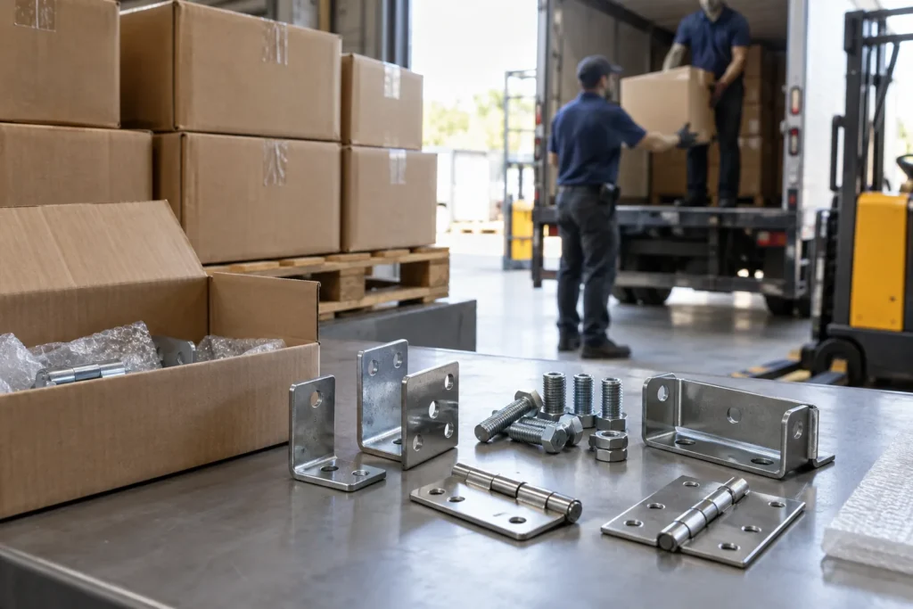 Supplier On-Time Delivery Metrics for Hardware Orders: relevant hardware sample and component interface on a sourcing review bench.