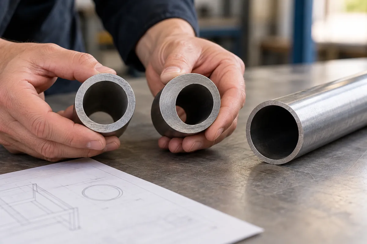 Buyer compares physical samples for Tube-Wall Eccentricity in Storage-Frame Stock Specifications.