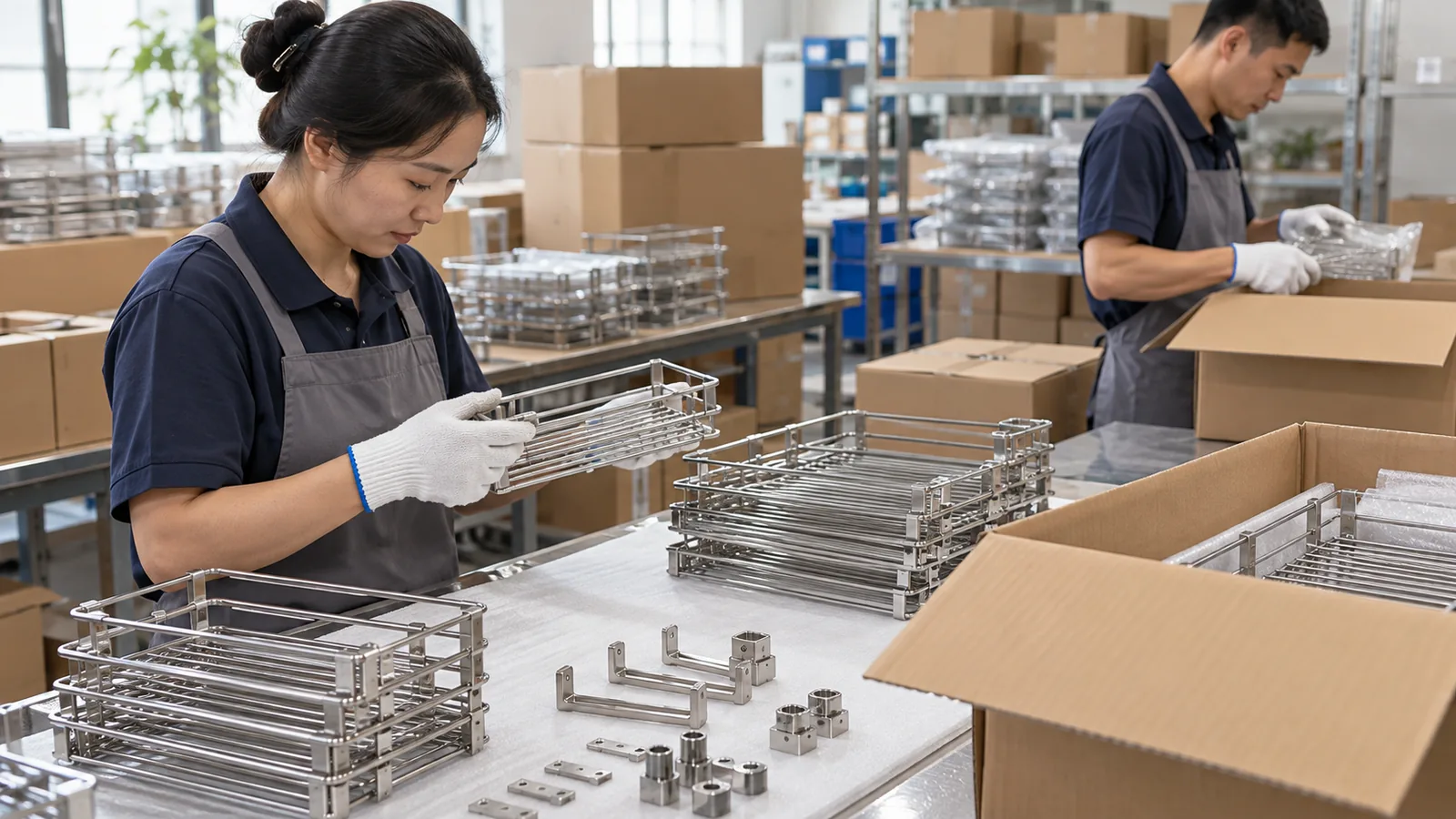 Incoming Carton Moisture Evidence Before Hardware Packing: metal hardware sourcing scene