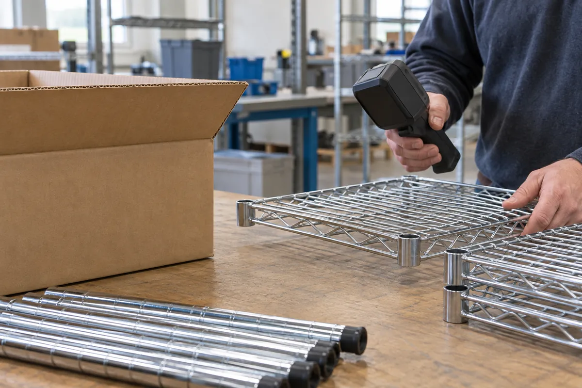 Incoming Carton Moisture Evidence Before Hardware Packing: manufacturing process detail