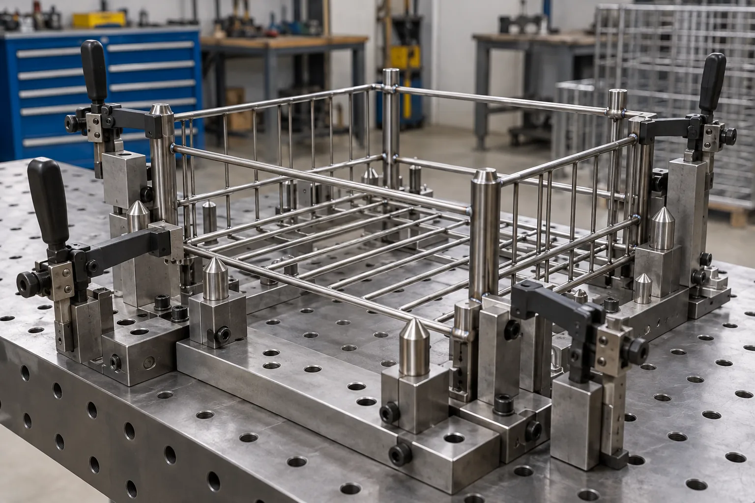 Round and Diamond Locating Pins for Rack Welding Fixtures: metal hardware sourcing scene
