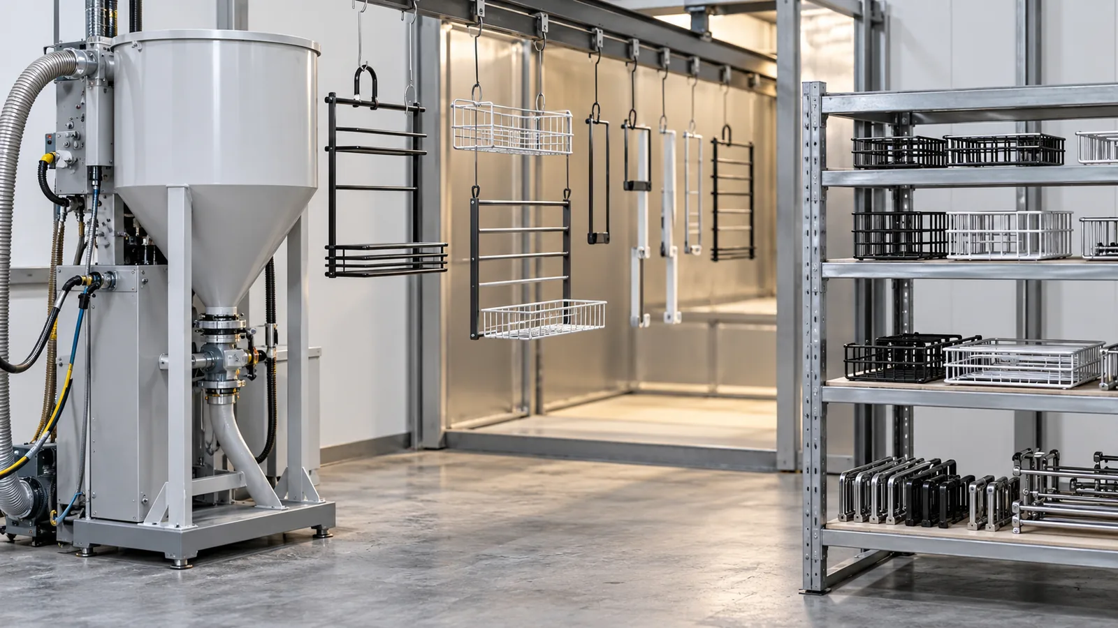 Powder Hopper Fluidization and Film Consistency on Storage Racks: metal hardware sourcing scene