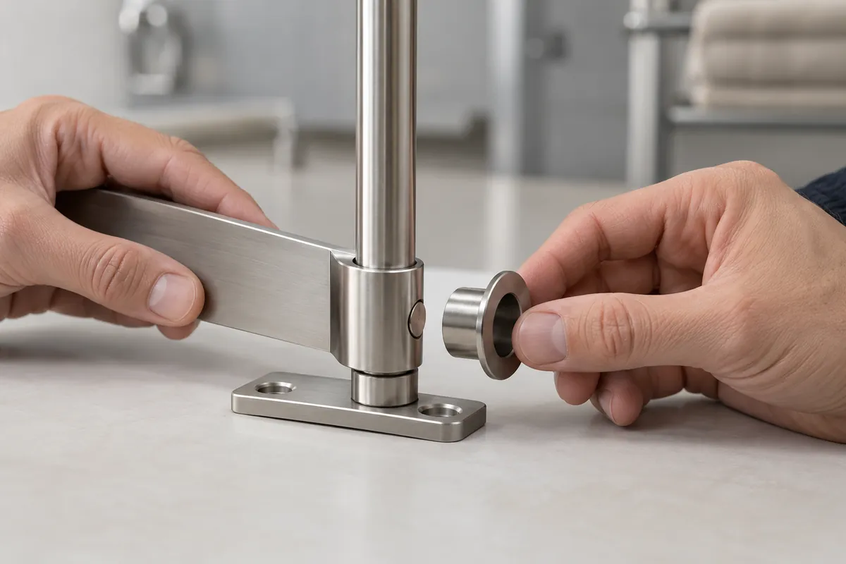 K637 flanged bushings and axial thrust in folding storage pivots buyer sample review scene.