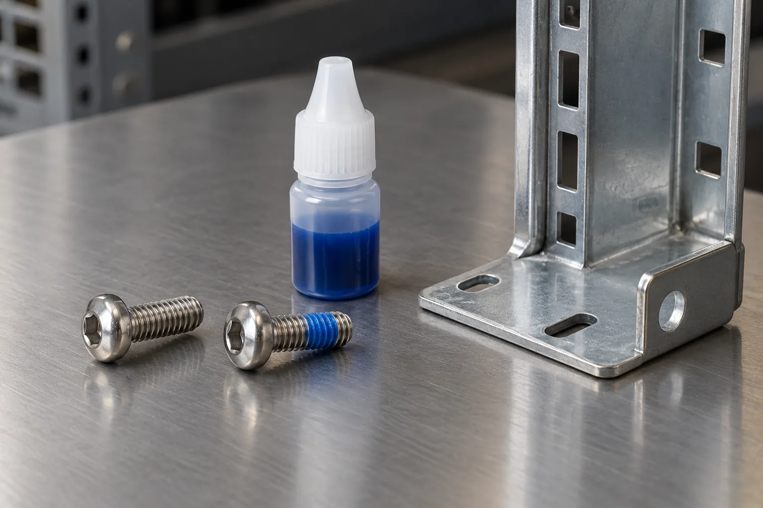 pre-applied threadlocking patch screw and liquid threadlocker for rack assembly for buyer specification review