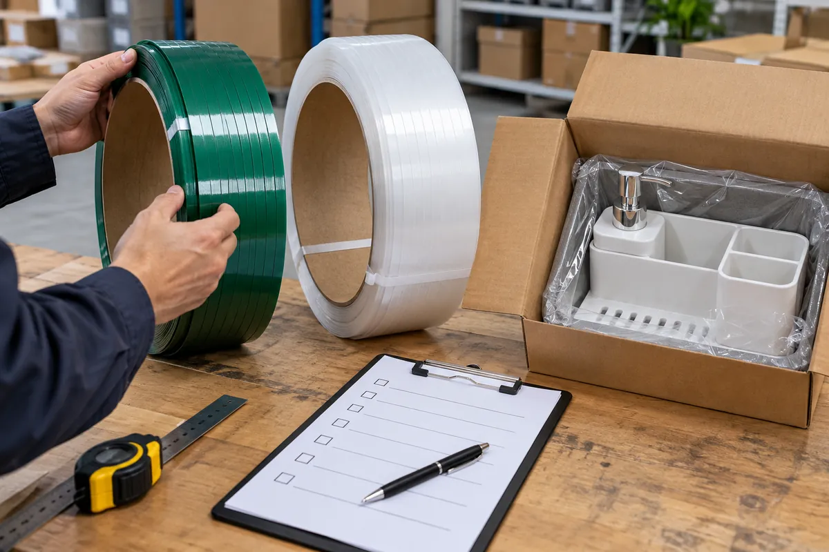 strap samples, hardware carton and blank packaging review card
