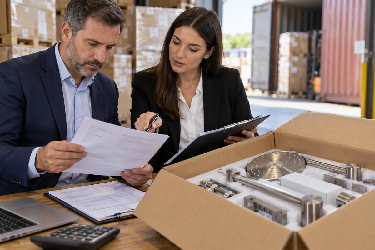 invoice, transport document, packing list and blank buyer review card