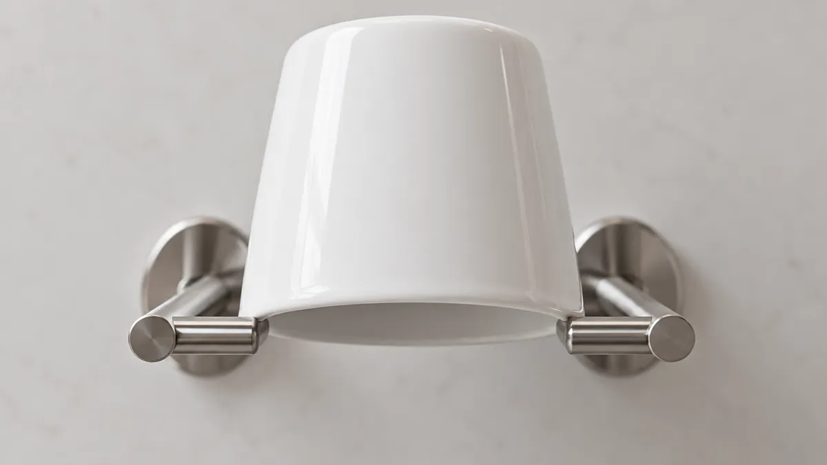 Close-up showing rim contact points and lift-off clearance on an inverted cup holder