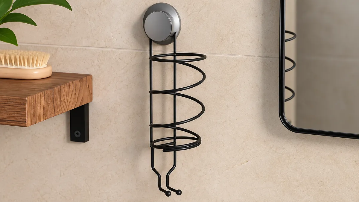 Close-up of metal support rings and contact clearances in a styling-tool holder