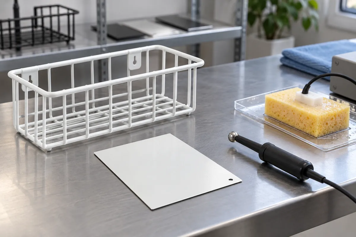 Coating supplier performs a wet sponge discontinuity check on a thin coated metal panel