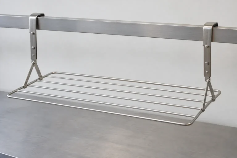 Generic metal drying rack supported by two adjustable arms over a cool sample rail.