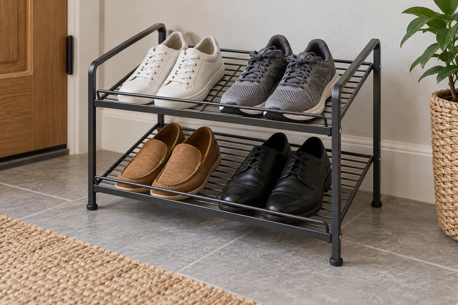 angled shoe rack shoes sliding off