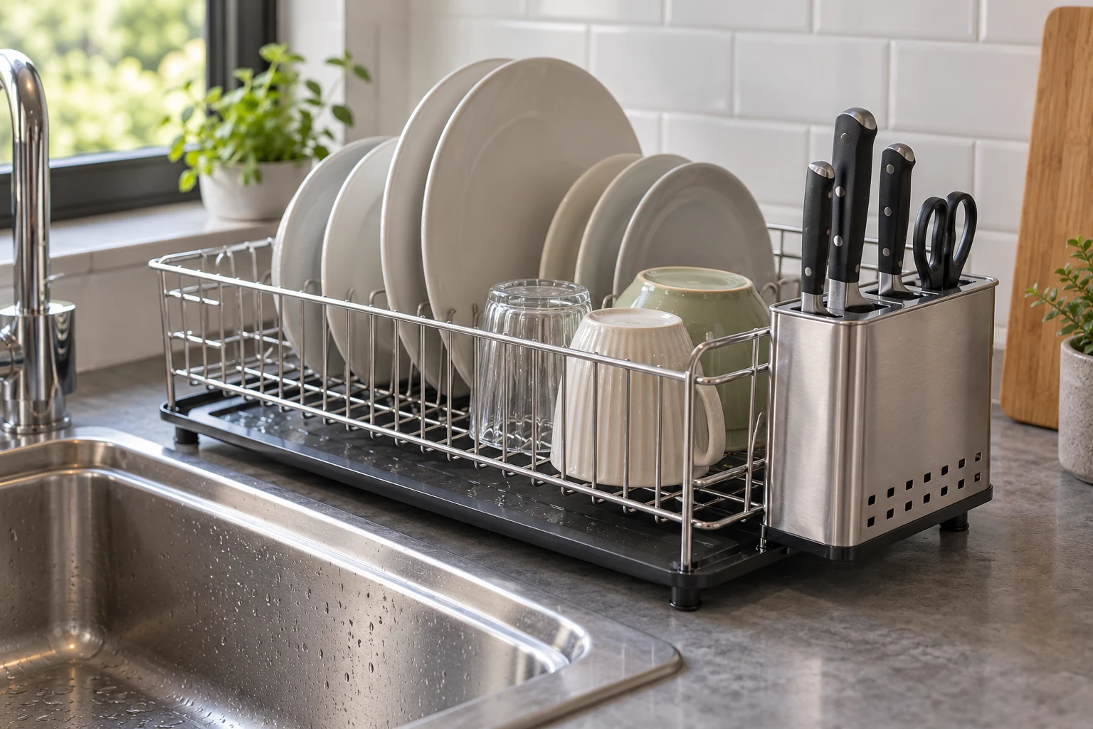 dish rack cutlery holder knife slot