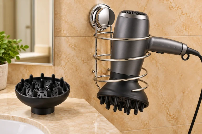 hair dryer holder with diffuser storage