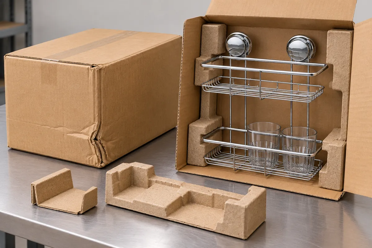 Original carton inserts and a metal basket are kept together during receiving inspection
