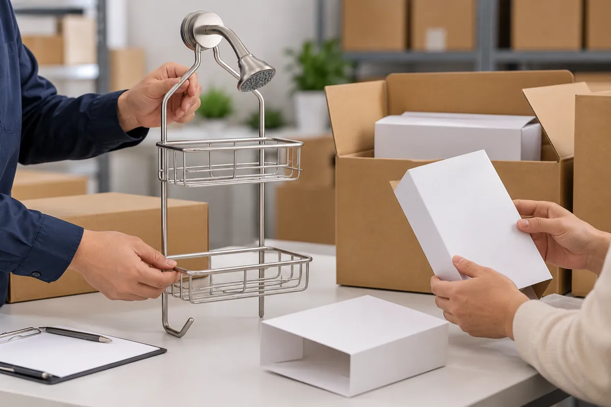 Importer and factory reviewer match plain carton packing records with a chrome wire basket shipment window; no lot-level link is assumed