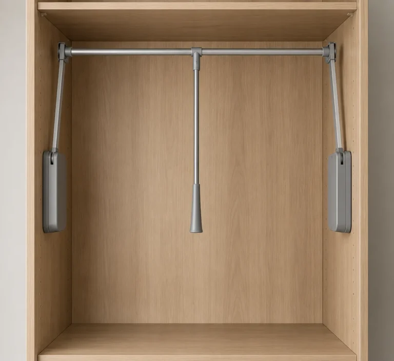 Generic pull-down wardrobe rail fitted inside a cabinet outline with no product labels or dimensions.