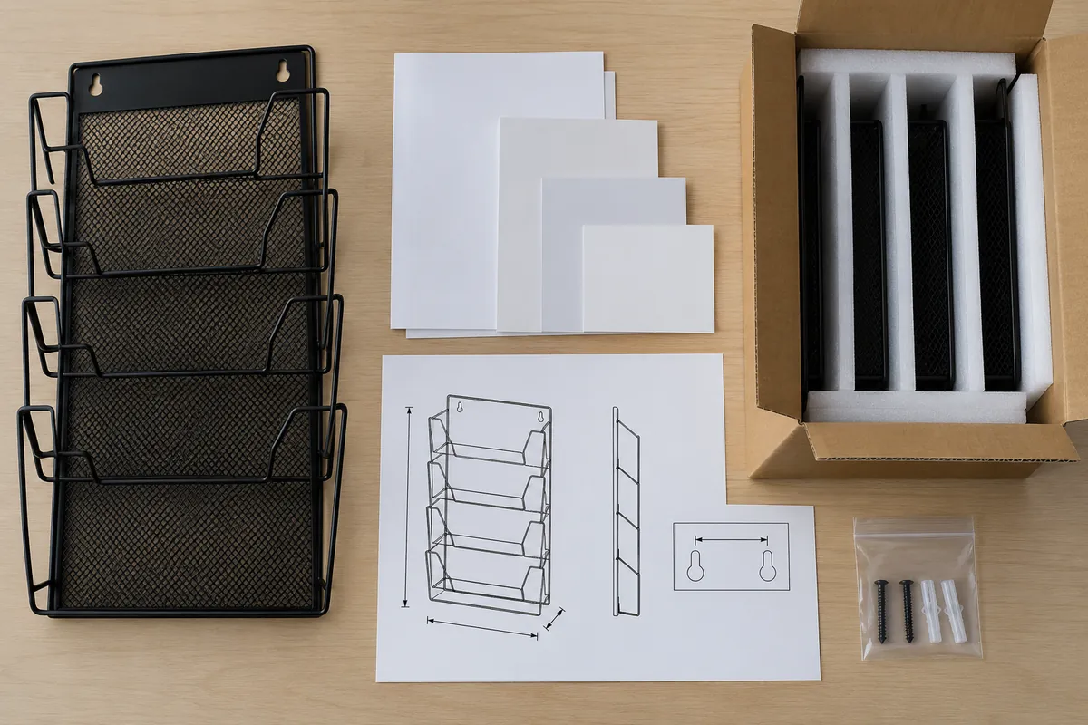 Importer review of a literature rack, blank drawing and packaging separators
