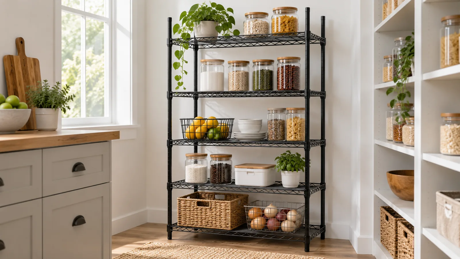 Unbranded freestanding wire pantry rack shown as a conceptual importer product review